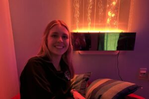 Occupational Therapy student in the sensory room