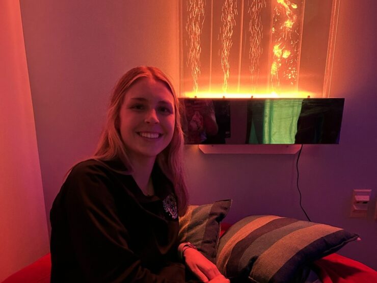 Occupational Therapy student in the sensory room