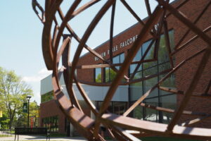Statue in front of the library