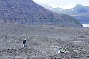 Students actively researching in Iceland.