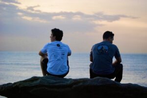 Students enjoying the sunset in the Galapagos.