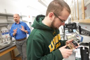 Student working with Christopher Bass